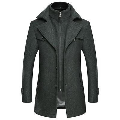 Pas de détection d'aiguille Ville de la mode 24-35 ans Homme plus taille double collier manteau en laine