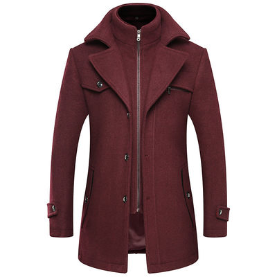 Pas de détection d'aiguille Ville de la mode 24-35 ans Homme plus taille double collier manteau en laine