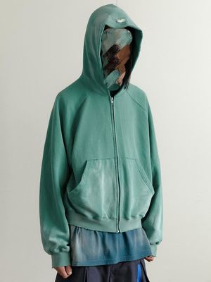 Vintage zip up lavage à l'acide sweat-shirts avec manches et style régulier