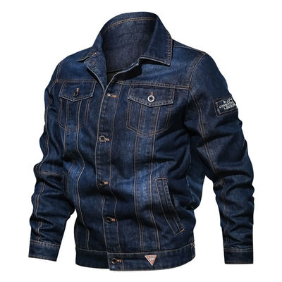 Embroiderie sur mesure Jacket en denim pour hommes pour vêtements de rue Conception de plaquette à poitrine unique
