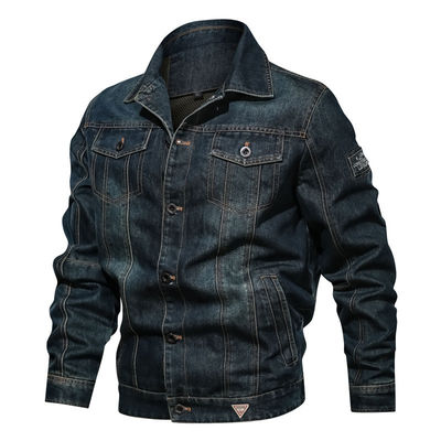 Embroiderie sur mesure Jacket en denim pour hommes pour vêtements de rue Conception de plaquette à poitrine unique