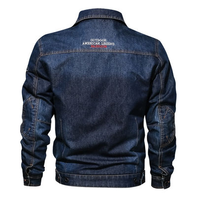Embroiderie sur mesure Jacket en denim pour hommes pour vêtements de rue Conception de plaquette à poitrine unique