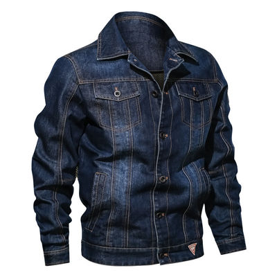 Embroiderie sur mesure Jacket en denim pour hommes pour vêtements de rue Conception de plaquette à poitrine unique