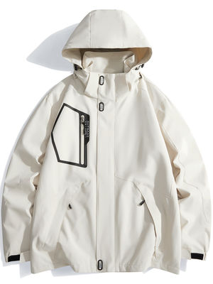 Vêtements de course de vélo d'hiver en plein air Jackets pour hommes Longueur régulière Hoodies amovibles étanches