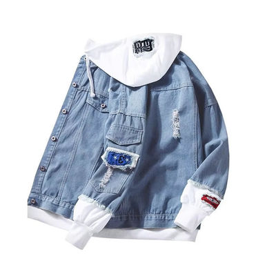 Jean pour hommes, deux pièces, vêtements de brise-vent pour la classe universitaire, avec patchs de lettre en chenille