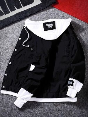 Jean pour hommes, deux pièces, vêtements de brise-vent pour la classe universitaire, avec patchs de lettre en chenille