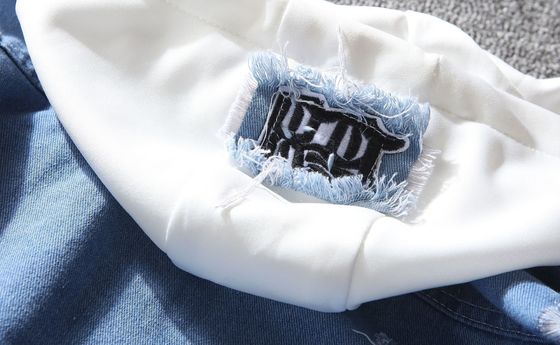 Jean pour hommes, deux pièces, vêtements de brise-vent pour la classe universitaire, avec patchs de lettre en chenille